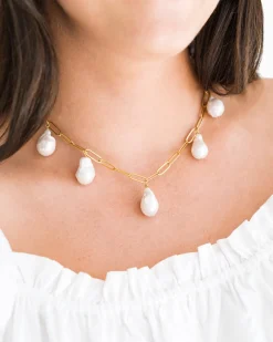 Baroque Pearl Paperclip Necklace|Susan Shaw Clearance