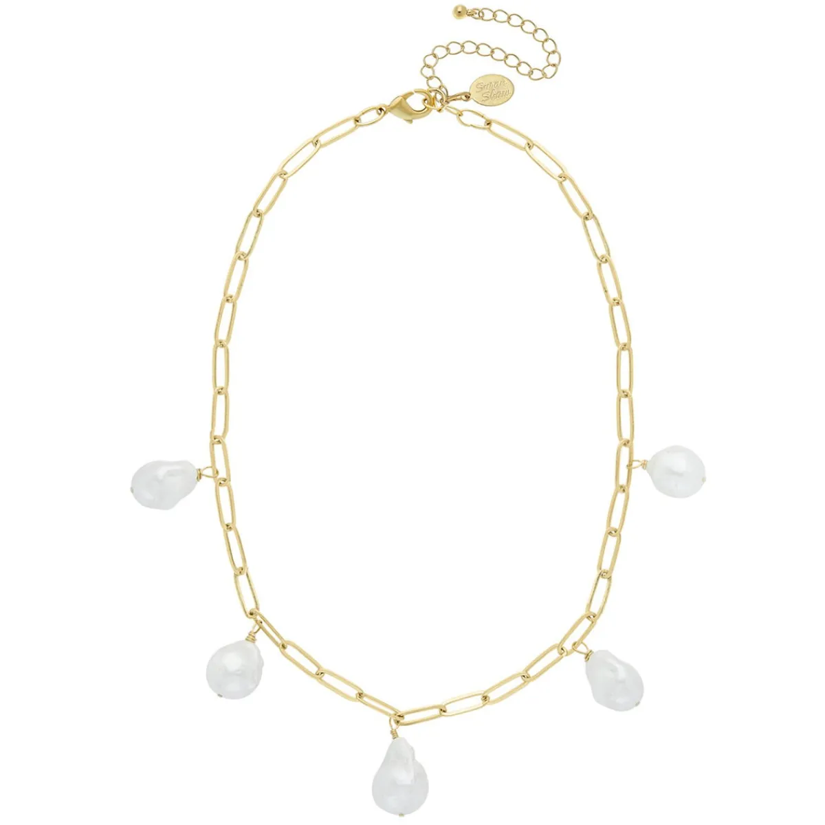 Baroque Pearl Paperclip Necklace|Susan Shaw Clearance