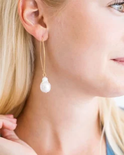 Baroque Pearl Threader Earrings|Susan Shaw Outlet