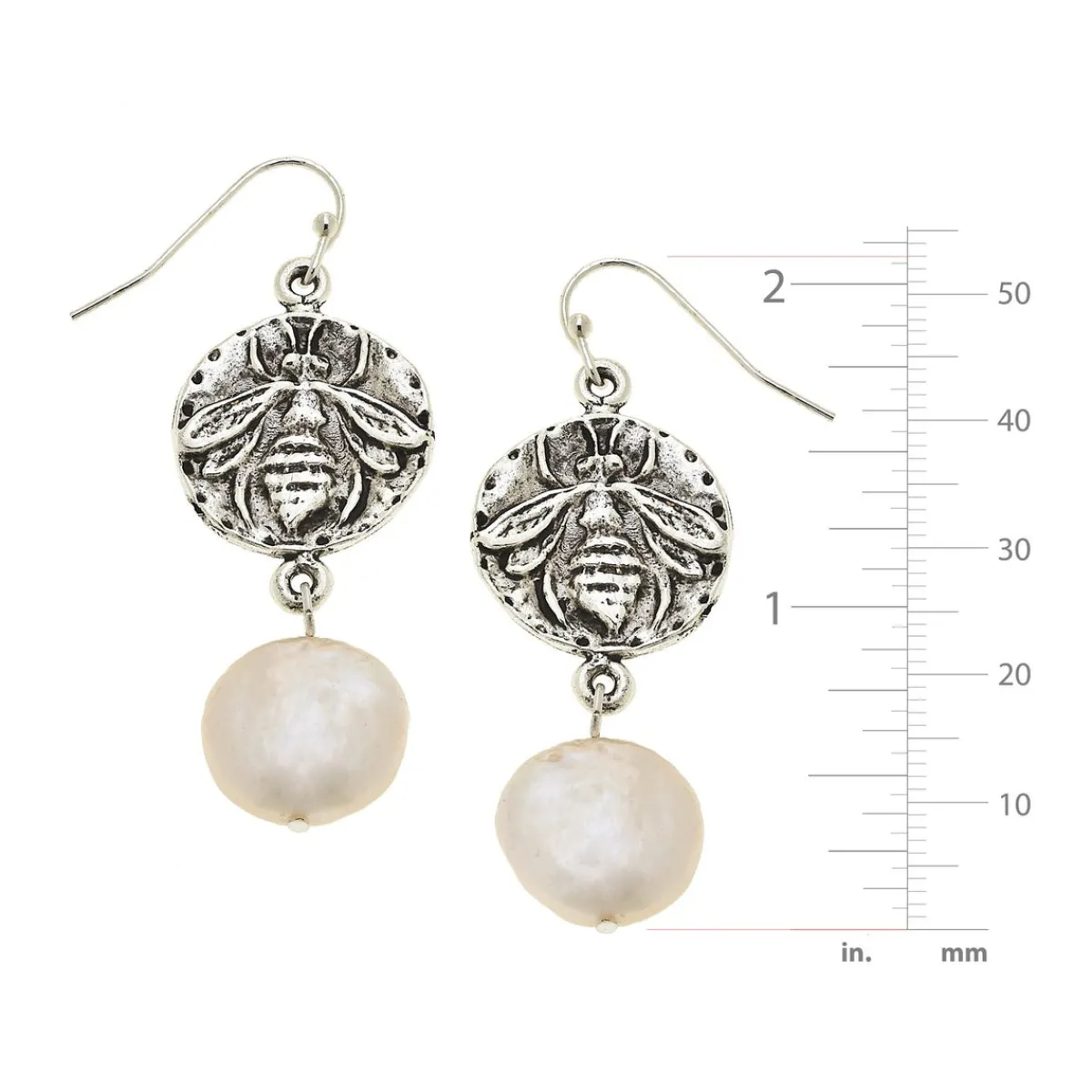 Bee Intaglio + Pearl Drop Earrings|Susan Shaw