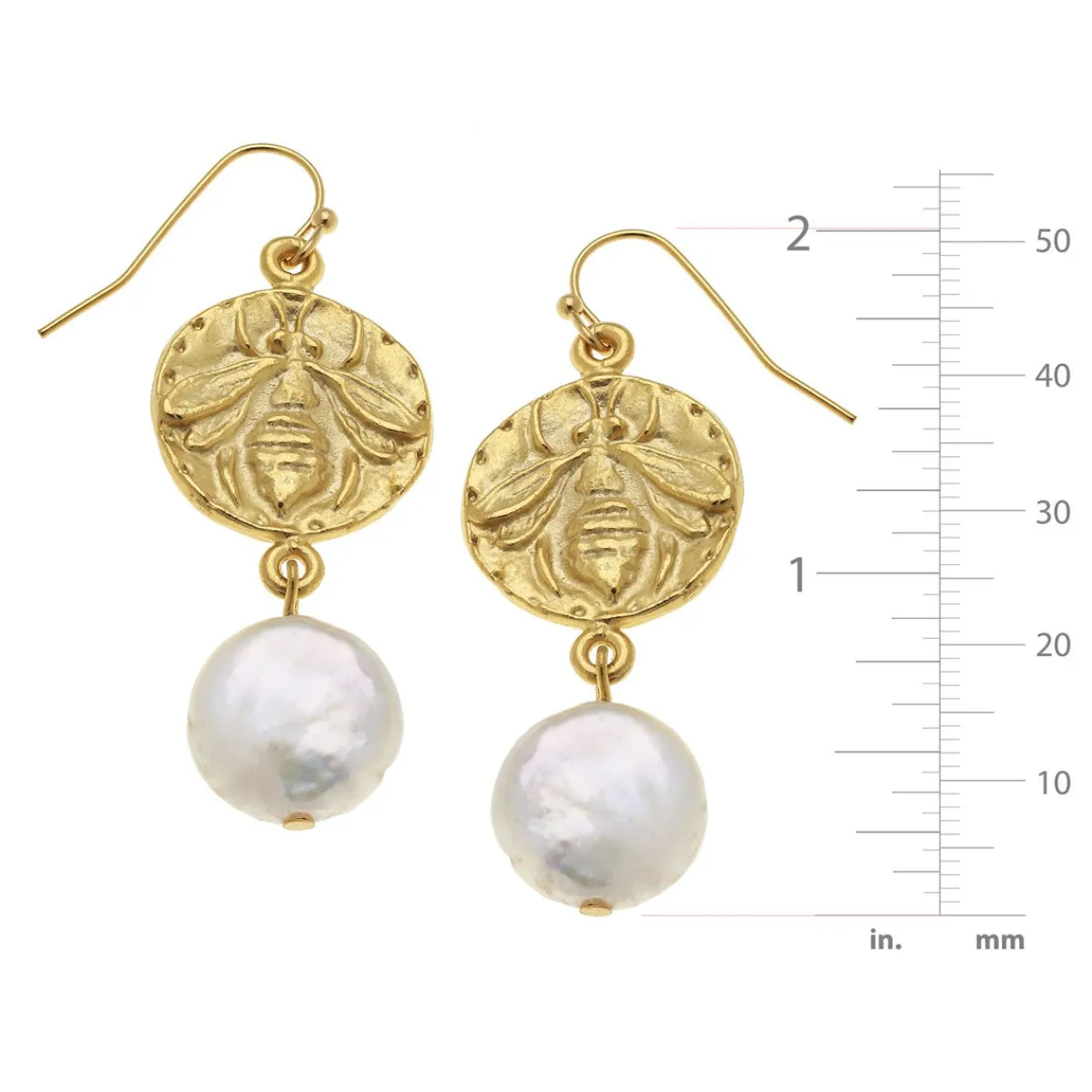 Bee Intaglio + Pearl Drop Earrings|Susan Shaw