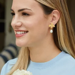 Bee + Pearl Drop Earrings|Susan Shaw Hot