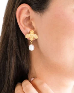 Bee + Pearl Drop Earrings|Susan Shaw Hot