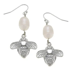 Bee + Pearl Wire Drop Earrings|Susan Shaw Sale