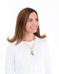 Blue & White Bamboo Toggle Necklace|Susan Shaw