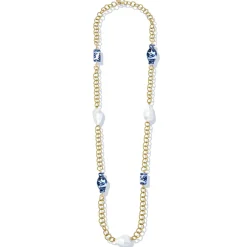 Blue & White Chain Wrap Necklace|Susan Shaw Online
