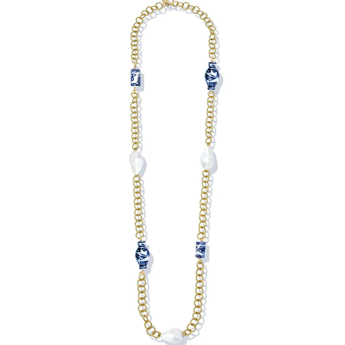 Blue & White Chain Wrap Necklace|Susan Shaw Online