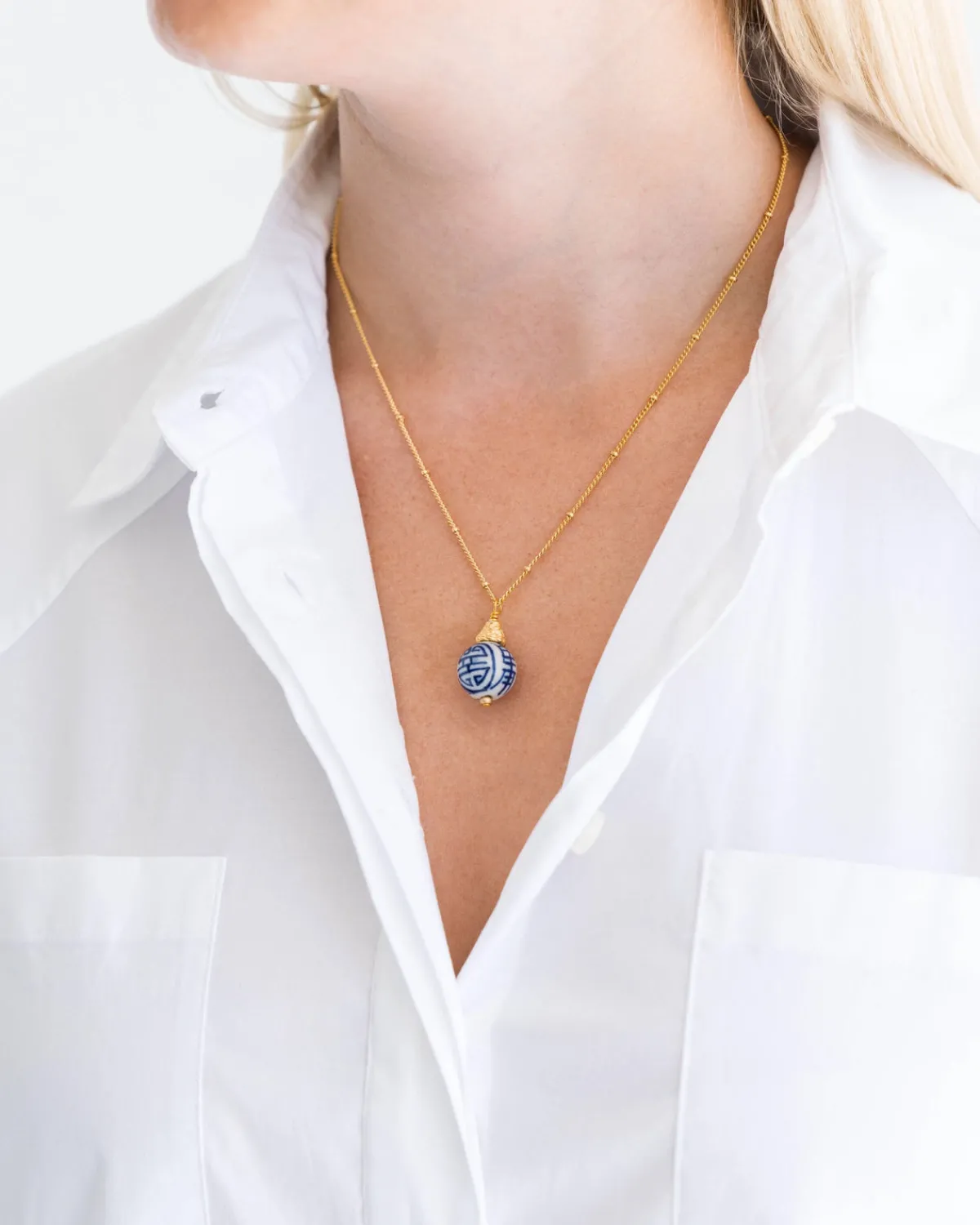 Blue & White Dainty Necklace|Susan Shaw Sale