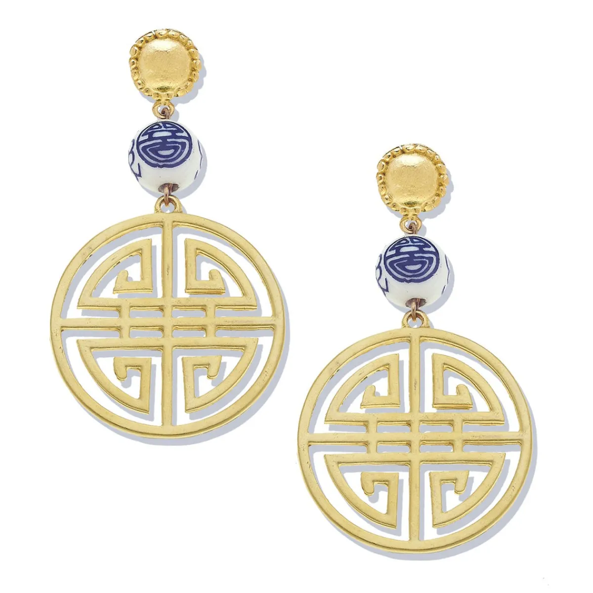 Blue & White Happiness Earrings|Susan Shaw Sale
