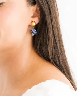 Blue & White Margaret Drop Earrings|Susan Shaw New