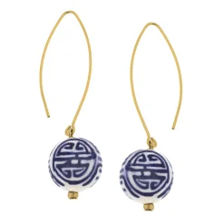 Blue & White Threader Earrings|Susan Shaw Outlet