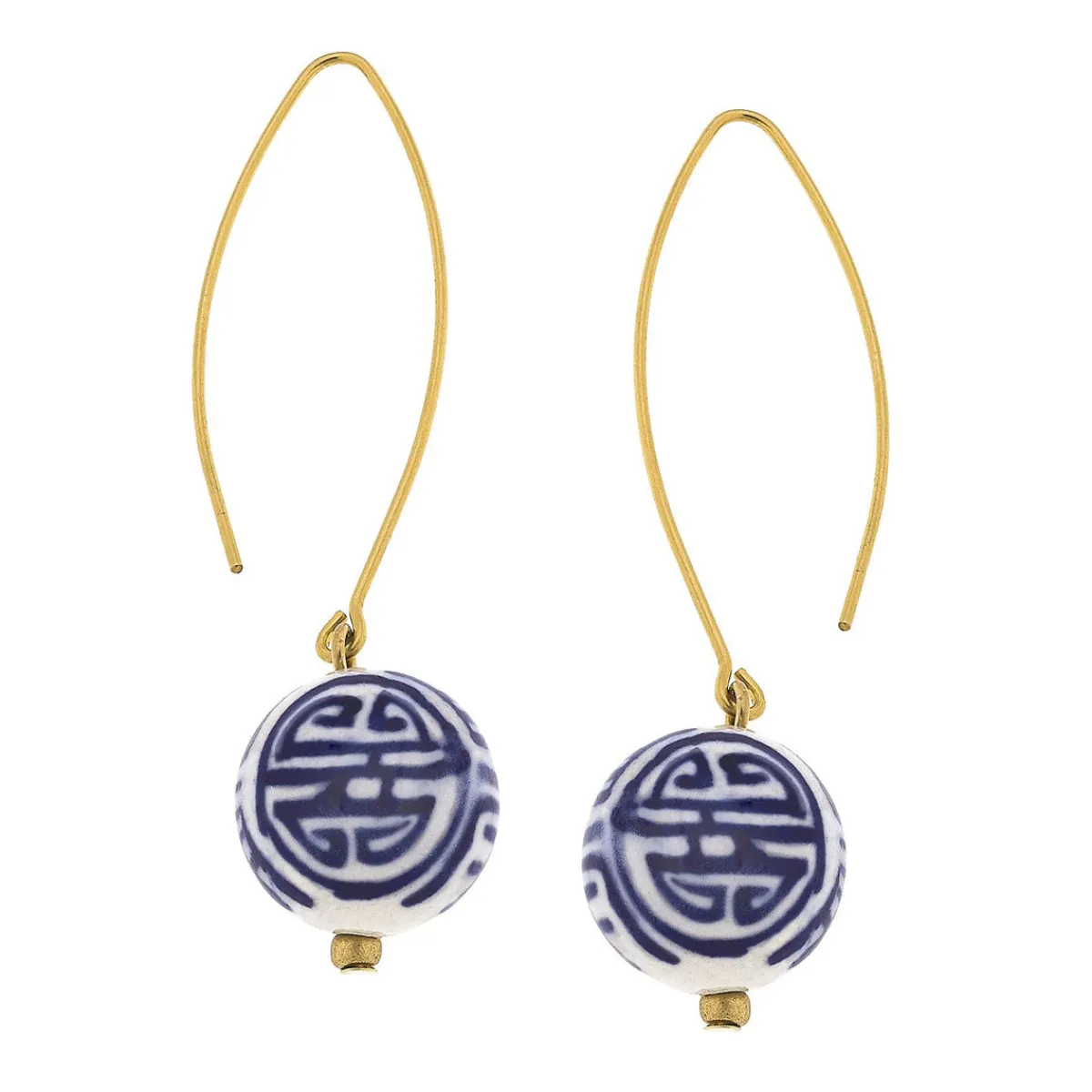Blue & White Threader Earrings|Susan Shaw Outlet