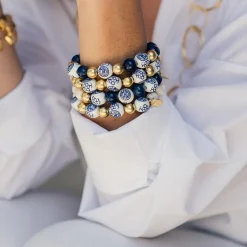 Blue & White Turquoise Lapis Stretch Bracelet|Susan Shaw Online
