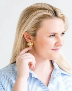 Braided Cross Pearl Studs|Susan Shaw