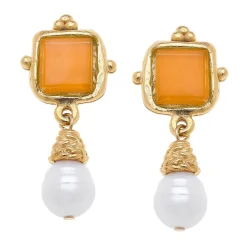 Charlotte Pearl Drop Earrings|Susan Shaw Clearance