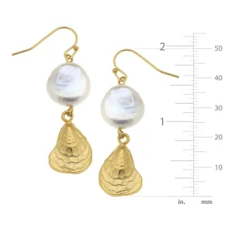 Coin Pearl Oyster Drop Earrings|Susan Shaw Online