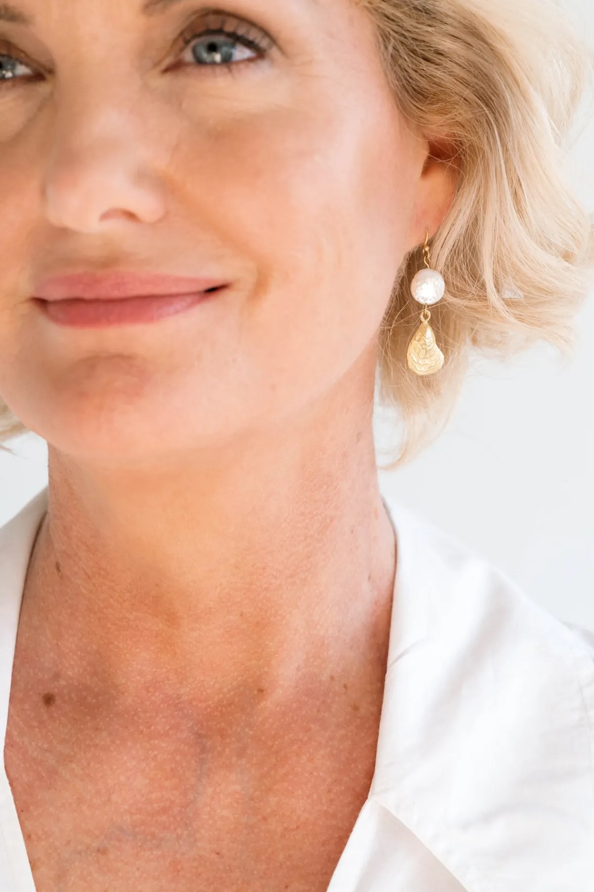 Coin Pearl Oyster Drop Earrings|Susan Shaw Online