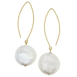 Coin Pearl Threader Earrings|Susan Shaw Outlet