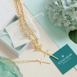 Dainty Tall Cross Necklace|Susan Shaw Online