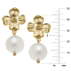 Dogwood Cotton Pearl Drop Earrings|Susan Shaw Online