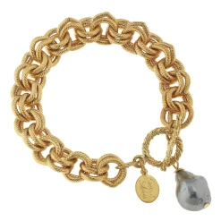 Double Link Grey Baroque Pearl Bracelet|Susan Shaw Hot