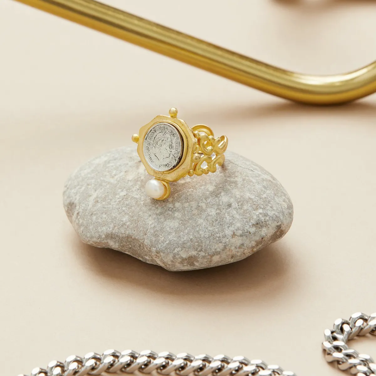 Dutch Coin and Pearl Ring|Susan Shaw Best
