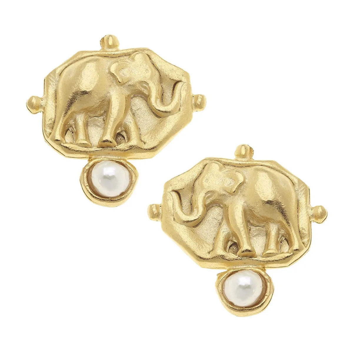 Elephant Intaglio Pearl Studs|Susan Shaw Online