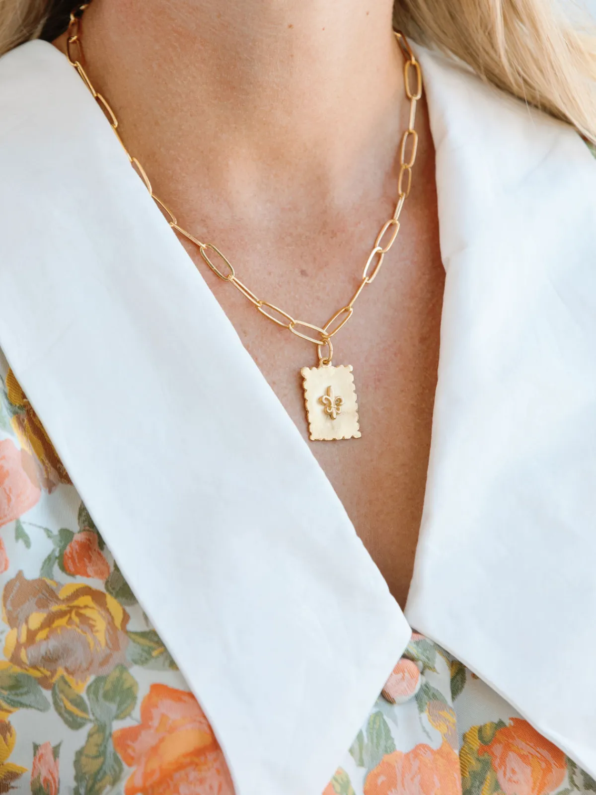 Fleur de Lis Stamp Necklace|Susan Shaw Hot