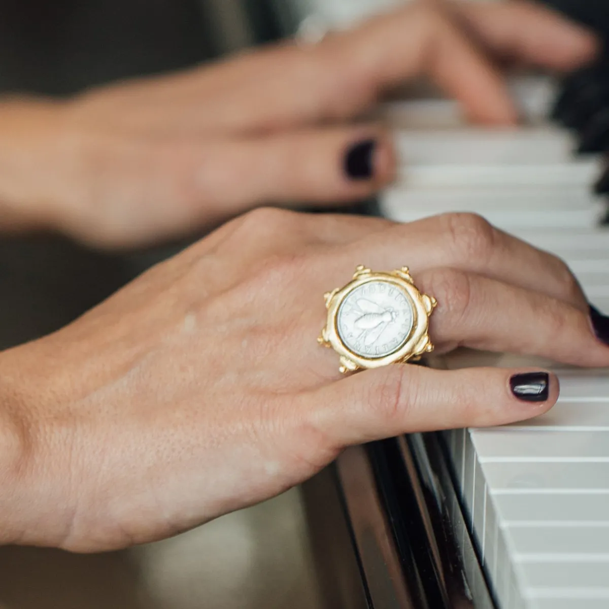 Florence Italian Bee Coin Ring|Susan Shaw Best