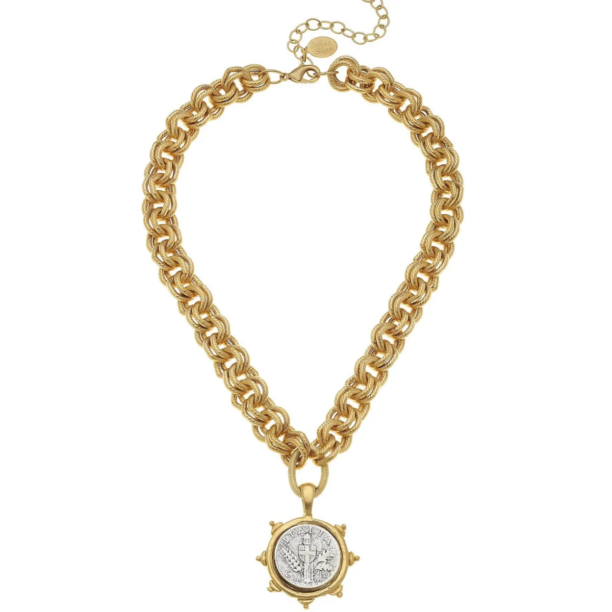 Florence Mixed Metal Italia Coin Necklace|Susan Shaw Clearance