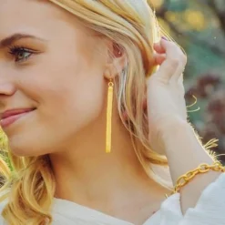Gold Bar Earrings|Susan Shaw Discount