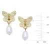 Gold Butterfly + Pearl Drop Earrings|Susan Shaw Discount