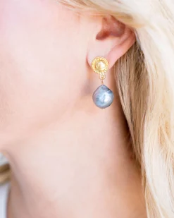 Grey Baroque Pearl Drop Earrings|Susan Shaw Sale