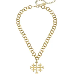 Jerusalem Cross Chain Necklace|Susan Shaw Hot