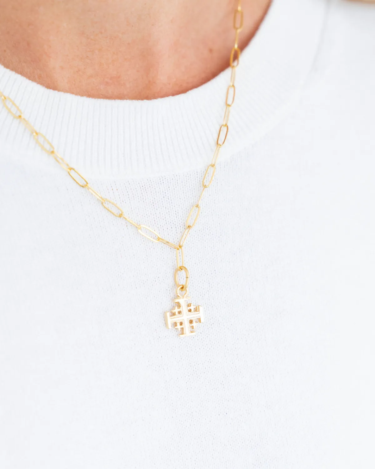 Jerusalem Cross Paperclip Necklace|Susan Shaw Online