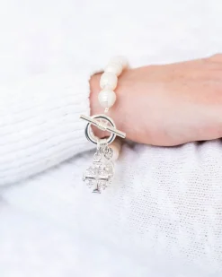 Jerusalem Cross Pearl Bracelet|Susan Shaw Clearance