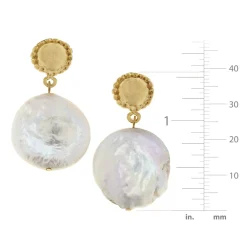 Large Coin Pearl Drop Earrings|Susan Shaw Outlet
