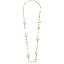 Long Cotton Pearl Horse Bit Necklace|Susan Shaw Clearance