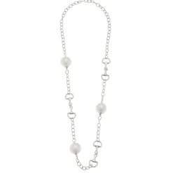 Long Cotton Pearl Horse Bit Necklace|Susan Shaw Clearance
