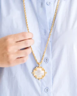 Long Mother of Pearl Cross Necklace|Susan Shaw Best