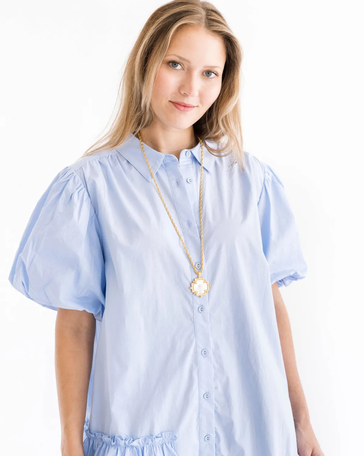 Long Mother of Pearl Cross Necklace|Susan Shaw Best