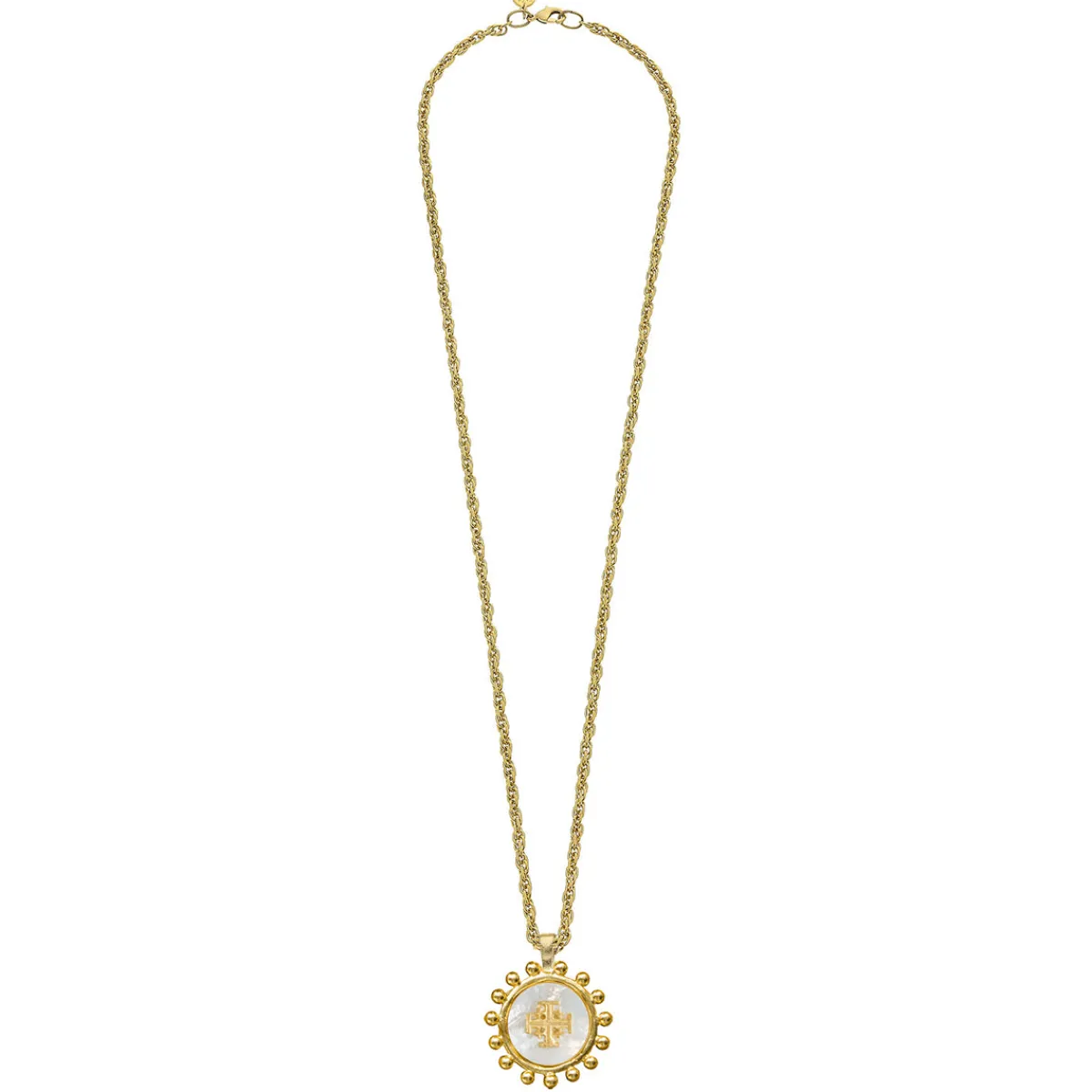 Long Mother of Pearl Jerusalem Cross Necklace|Susan Shaw