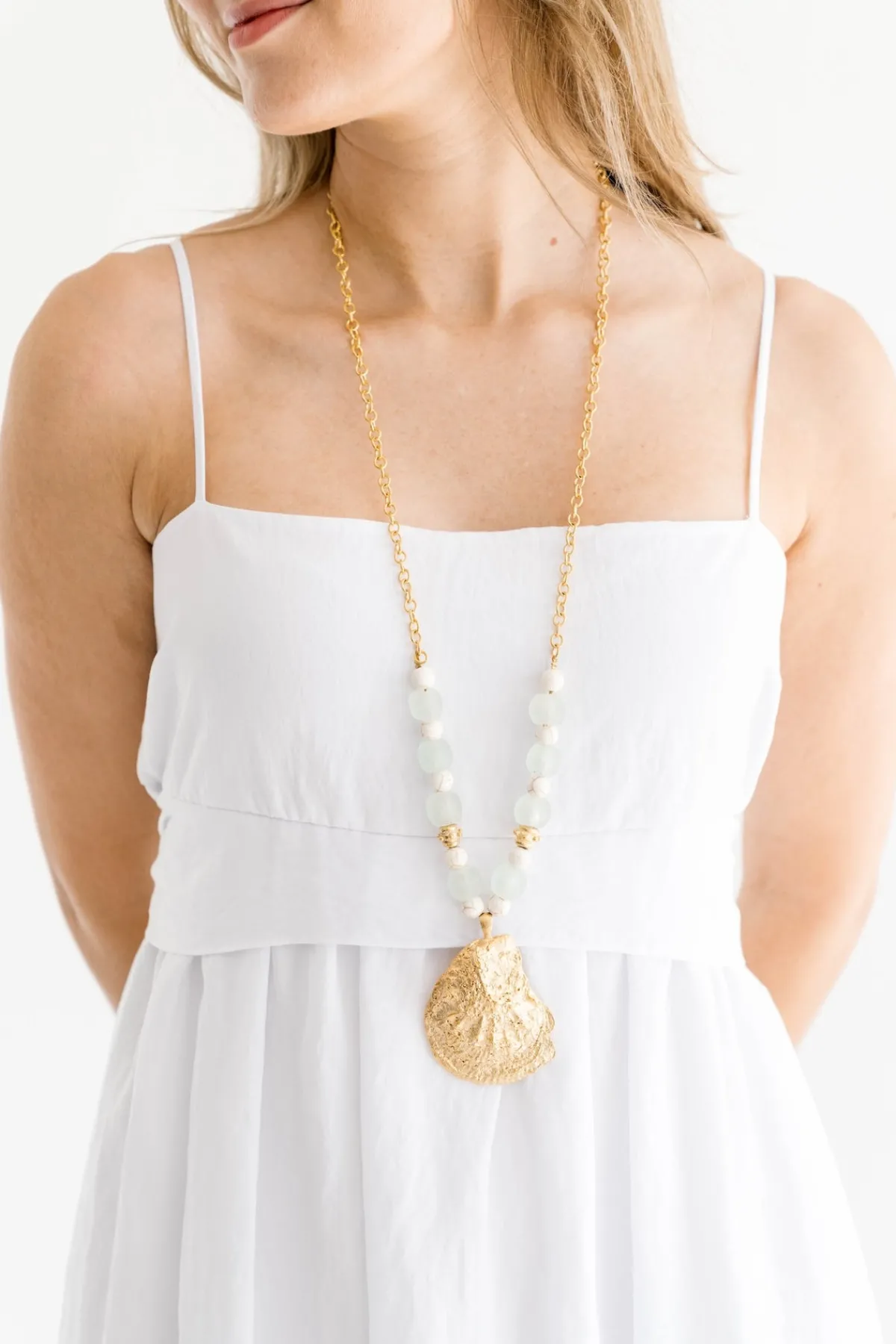 Long Oyster and Pearl Necklace|Susan Shaw Discount