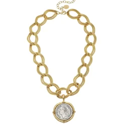 Mixed Metal Franc Chain Necklace|Susan Shaw Outlet