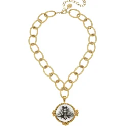 Mixed Metal Queen Bee Necklace|Susan Shaw Clearance