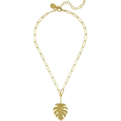 Monstera Paperclip Necklace|Susan Shaw Discount