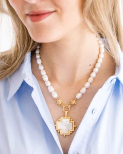 Mother of Pearl Cross Pearl Necklace|Susan Shaw Best