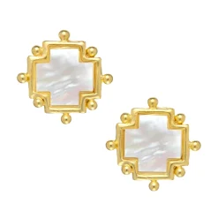 Mother of Pearl Cross Studs|Susan Shaw Hot