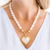 Mother of Pearl Heart Pearl Necklace|Susan Shaw Clearance