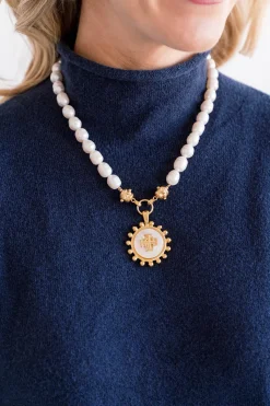Mother of Pearl Jerusalem Cross Pearl Necklace|Susan Shaw Outlet